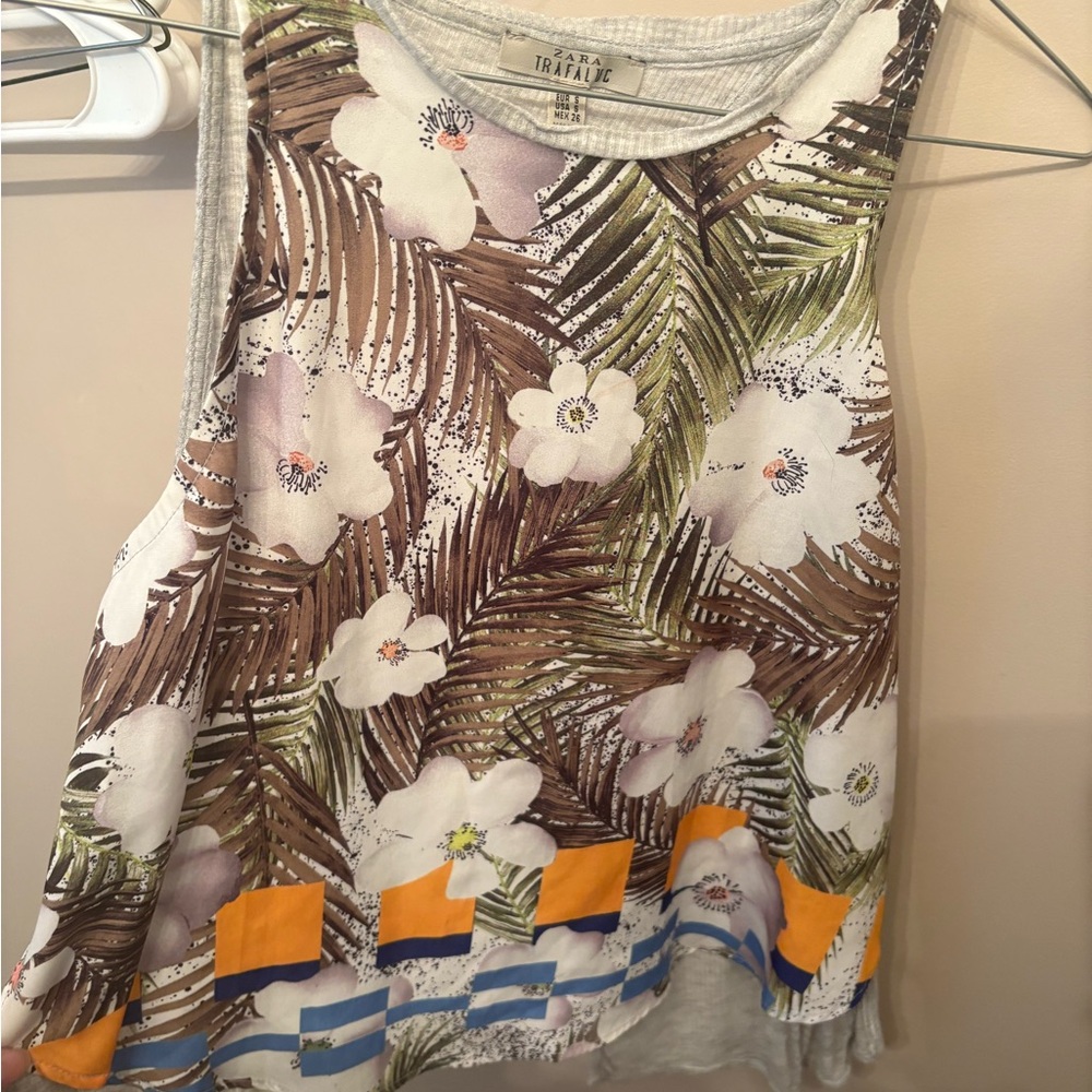 Zara Leaf Print Tank Top